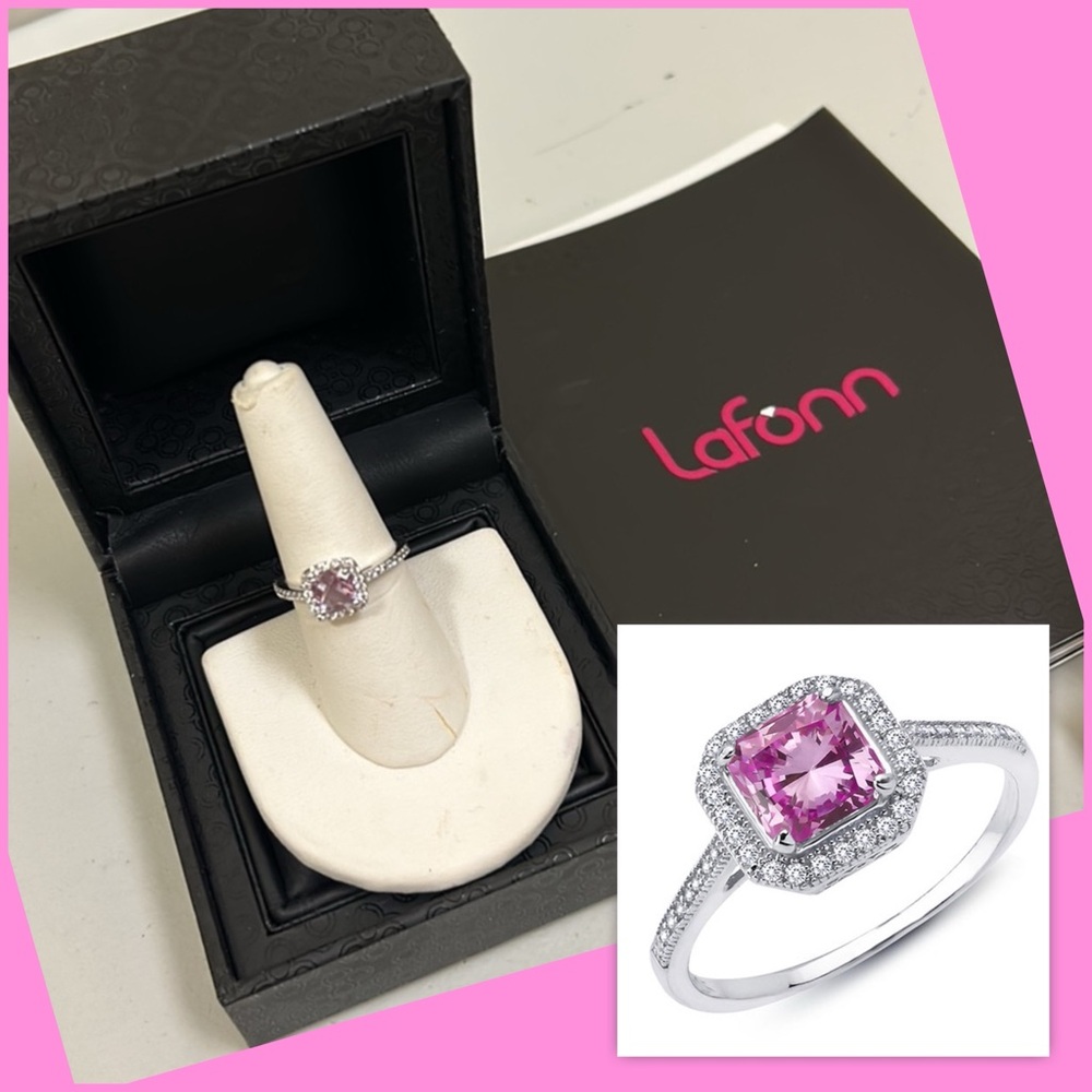 Lafonn Princess Cut Pink Diamond Ring-one left size 7-Boutique